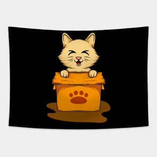 Playful Cats in a Box - Whimsical Tee for Cat Lovers Tapestry