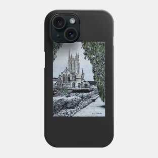 Bury St Edmunds Cathedral in the Snow Painting Phone Case