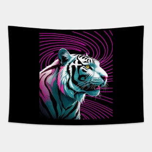 WHITE BENGAL TIGER NEON THEMED Tapestry