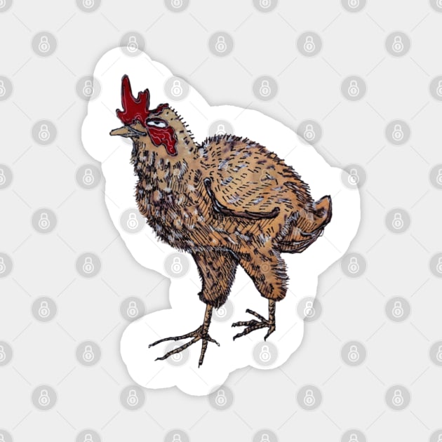 Chicken Chicken Bock Bock Magnet by Animal Surrealism