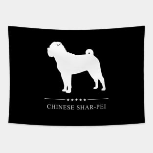 Chinese Shar-Pei Dog White Silhouette Tapestry