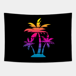 Colorful Palm Tree Beach Tapestry