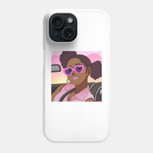 girl in convertible car with heart shaped sunglasses Phone Case