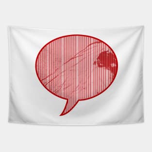 Red grunge stripe speech bubble Tapestry