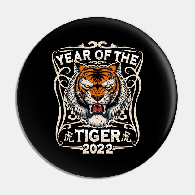 Vintage 2022 Year of the Tiger Chinese Zodiac Horoscope Pin by RadStar