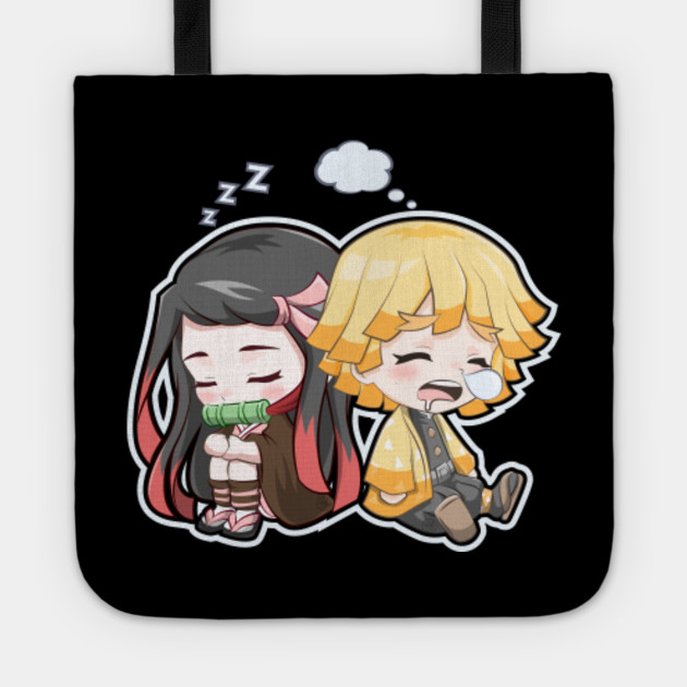 Chibi Zenitsu And Nezuko Asleep Kimetsu No Yaiba Tote Teepublic
