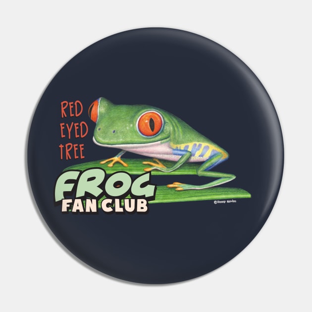 adorable and cute ready to hop green  Red Eyed Tree Frog Pin by Danny Gordon Art