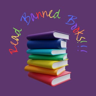 Read Banned Books - Rainbow Text Purple T-Shirt