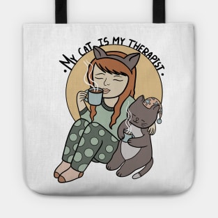 My Cat Is My Therapist Tote