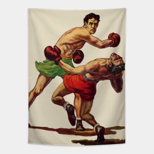 Vintage Sports Boxing, Boxers in a Fight Tapestry