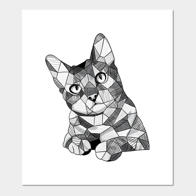 Geometric Sketchy Cat Cat Posters And Art Prints Teepublic Uk