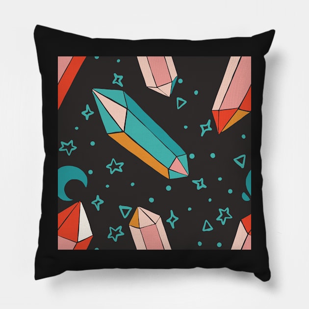 Crystals and Stars Pillow by Milibella