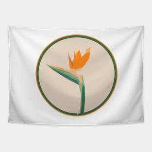 Flower Bird of paradise orange green Tapestry