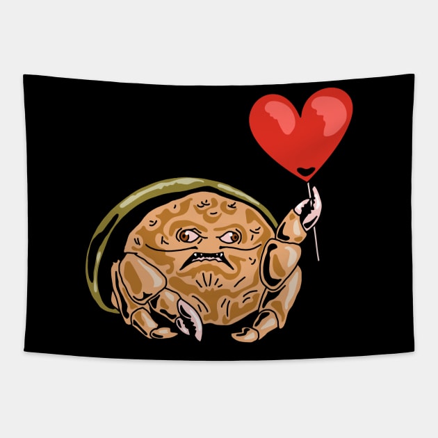 Sponge Crab Valentines Day Tapestry by okpinsArtDesign