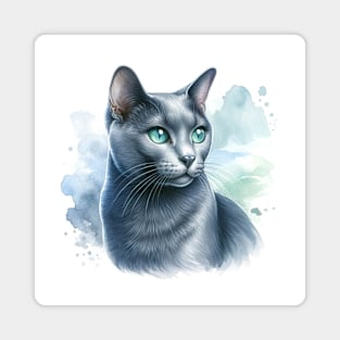 Russian Blue - Watercolor Cat Magnet