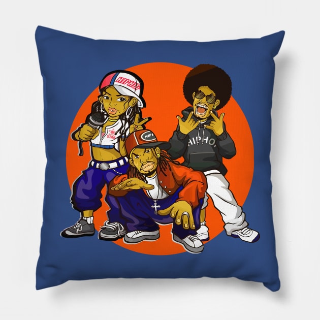 rap music hip hop orange circle Pillow by fooballmayfield