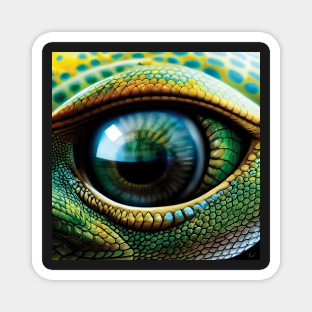 Green Lizard Reptile Eye Art Magnet by Geminiartstudio