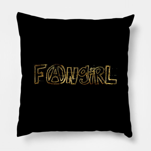 Fangirl (gold) Pillow by Sinmara