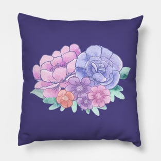 Purple Watercolor Floral Pillow