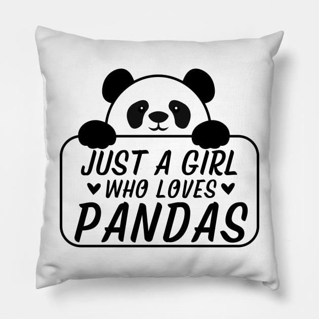 Just A Girl Who Loves Pandas Cute Panda Shirt Gift Pillow by K.C Designs