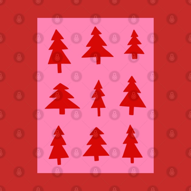 Christmas Tree Pattern in Red and Hot Pink by OneThreeSix