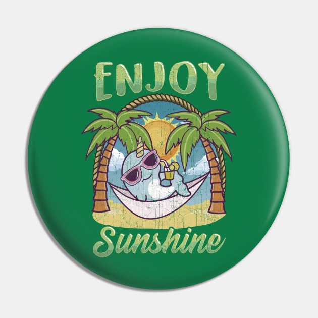 Enjoy Sunshine Narwhal Hammock Beach Ocean Pin by E