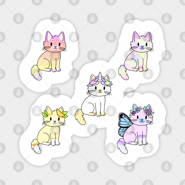 Kitties Sticker Pack 6 Magnet by casserolestan