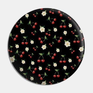 Cherries - cherry blossom pattern - black background - sakura tree Pin