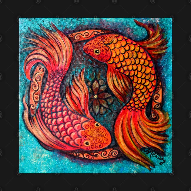 Two Koi Fish in a Pond by Heartsake