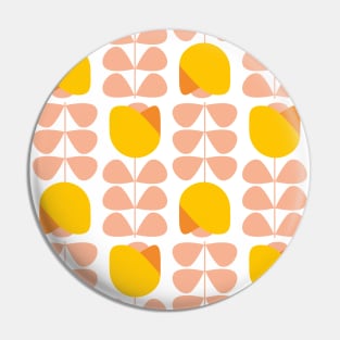 Retro Geometric Floral Pattern 1 in Orange, Peach and Yellow Pin