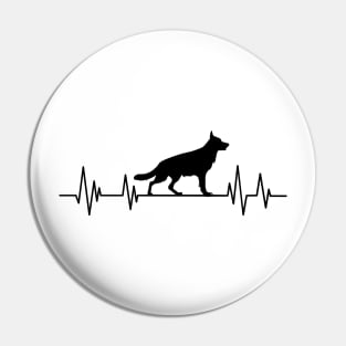 German Shepherd Heartbeat dog Heartbeat Silhouette Pin