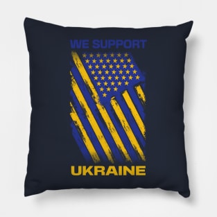 We support Ukraine, Free Ukraine, Ukrainian American flag design Pillow