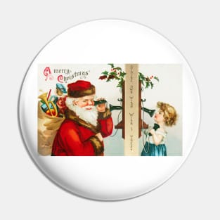 A Merry Christmas With Santa and Child On Telephone Pin