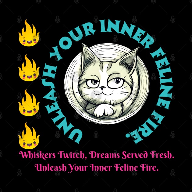 Cat Motivation And Inspiration Quote: Whiskers Twitch, Dreams Served Fresh. Unleash Your Inner Feline Fire. by Inspire Me 