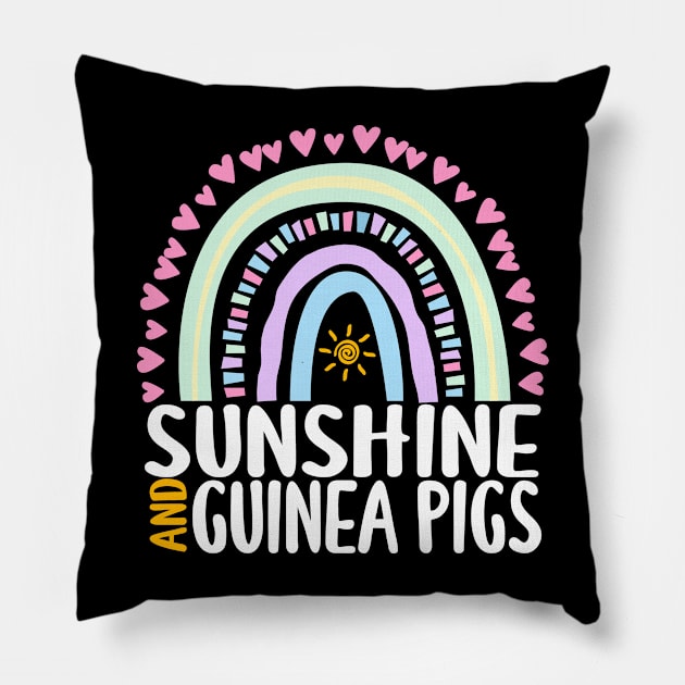 Sunshine and Guinea Pigs Cute Rainbow Graphic for Womens Kids Girls Pillow by ChadPill