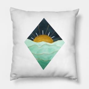 Green and Gold Sunset Pillow