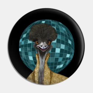 Funny Ready to Party Disco Emu Pin