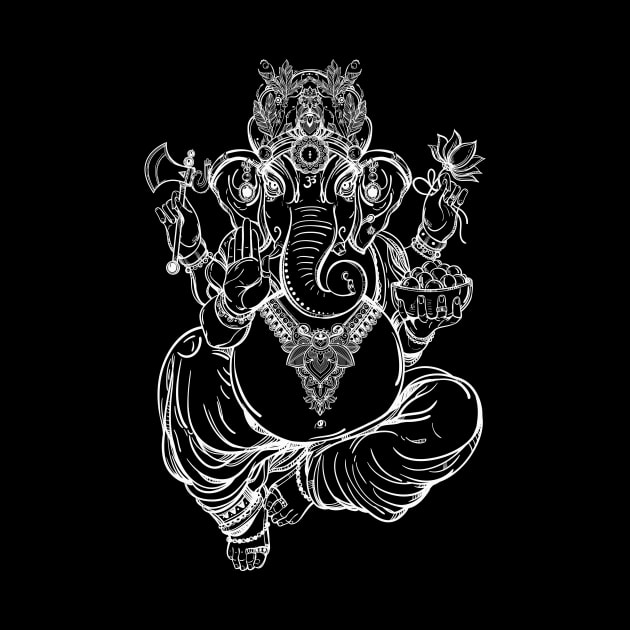 Ganesh: Hindu Spiritual Elephant Lord In Lotus Pose by loltshirts