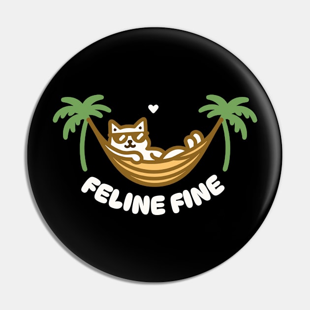 Feline Fine | Cute cat enjoying summer on a beach with feeling fine vibe | Cat Puns Pin by Nora Liak