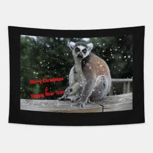 Ring-tailed lemur - Merry Christmas & Happy New Year Tapestry