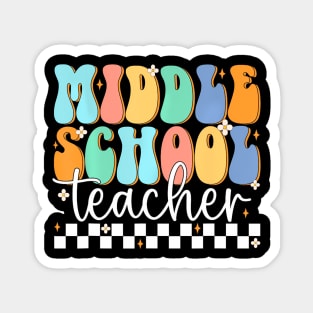 School Teacher Retro Groovy  First Day Of School Magnet