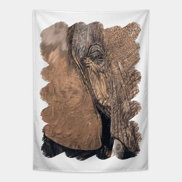 African Elephant Painting Tapestry by rachelstribbling