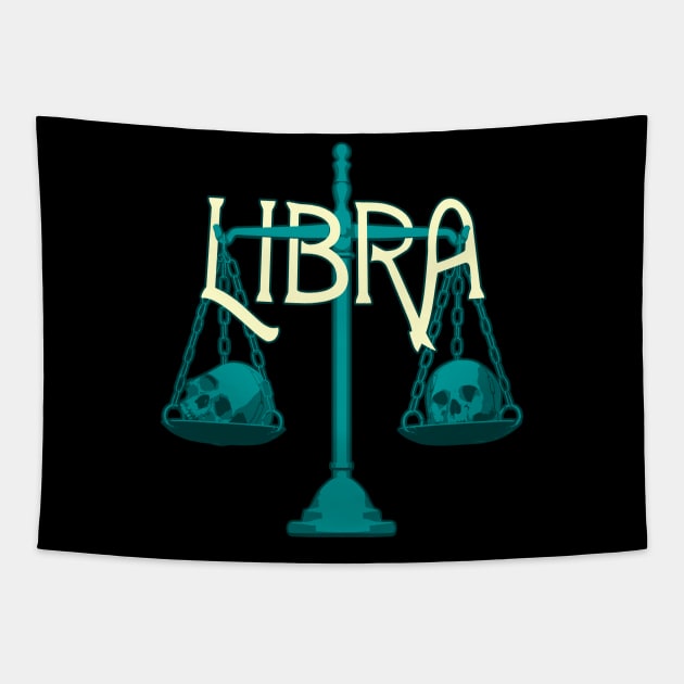 Libra Scales & Skulls Zodiac Tapestry by RyanJGillDesigns