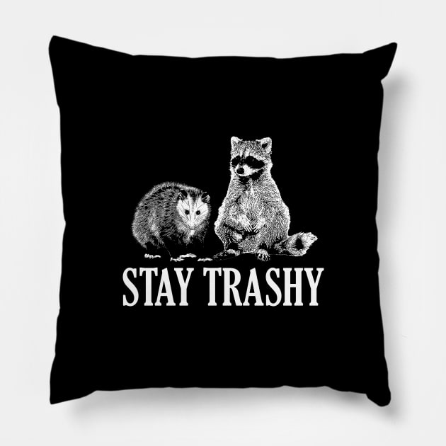 Stay Trashy Possum Raccoon Pillow by giovanniiiii