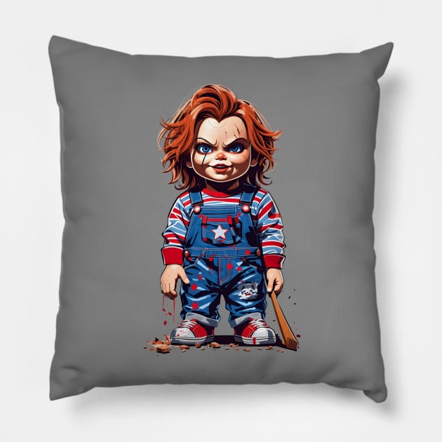 Chucky_001 Pillow by Buff Geeks Art