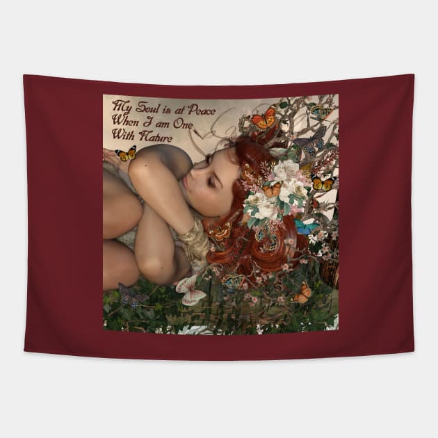 Butterfly Girl Peace In Nature Tapestry by allthumbs