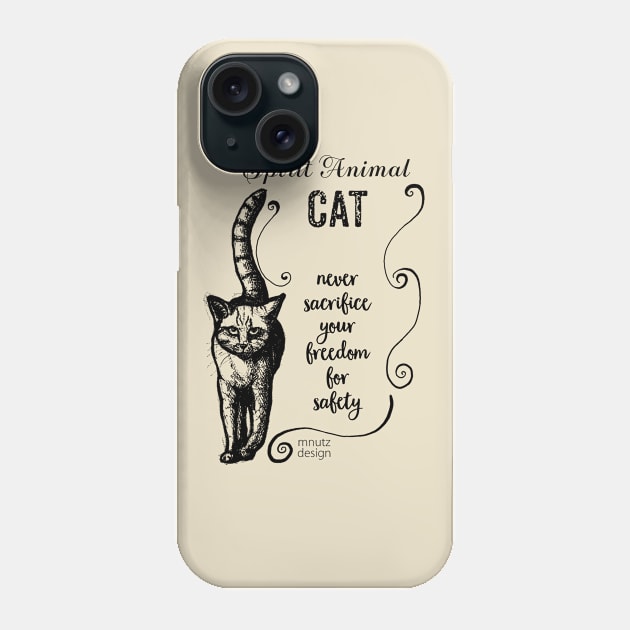 Spirit animal cat black Phone Case by mnutz