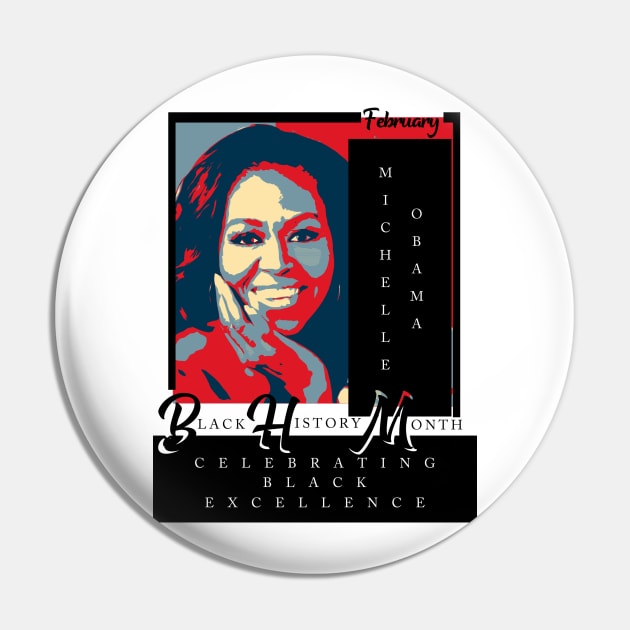 Michelle Obama Black History Month Icon Pin by FunnyBearCl