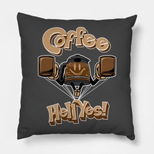 Coffee? Hell Yes! Flying Coffee Pot Pillow