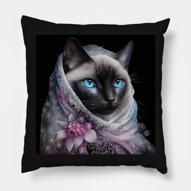 Modest Burmese Cat Pillow by Enchanted Reverie